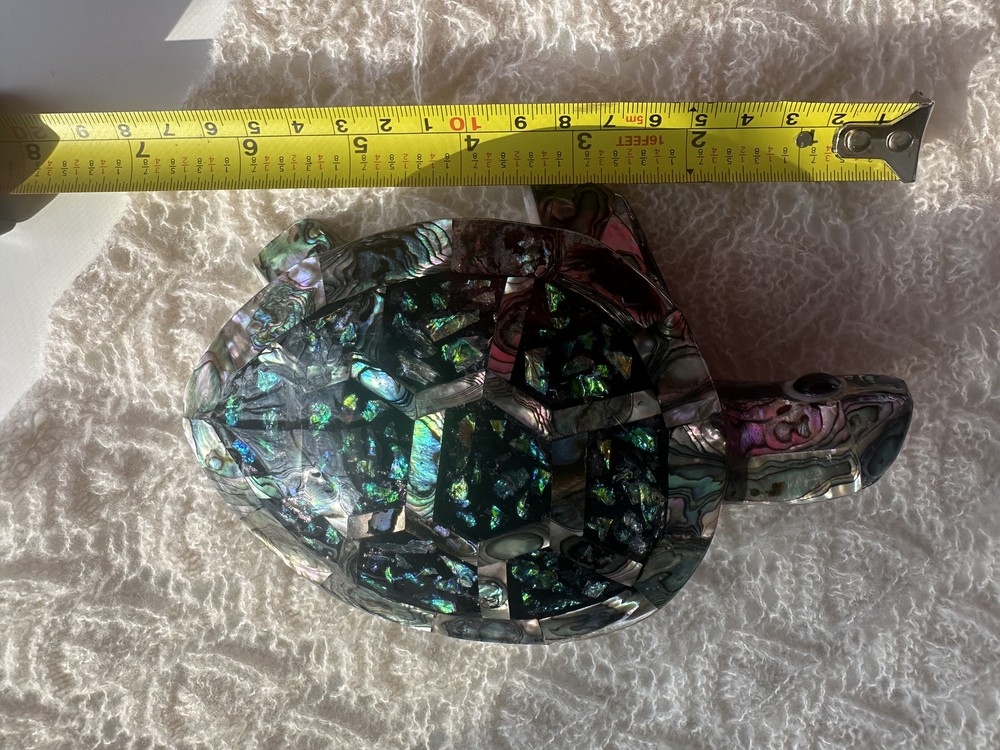 NEW LARGE ABALONE SHELL TURTLE STATUE HANDMADE IN MEXICO