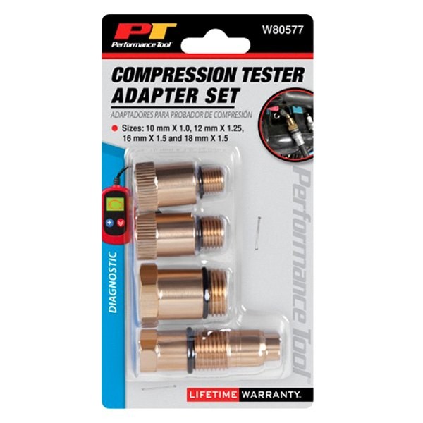 Performance Tool 4-piece Compression Tester Spark Plug Adapters