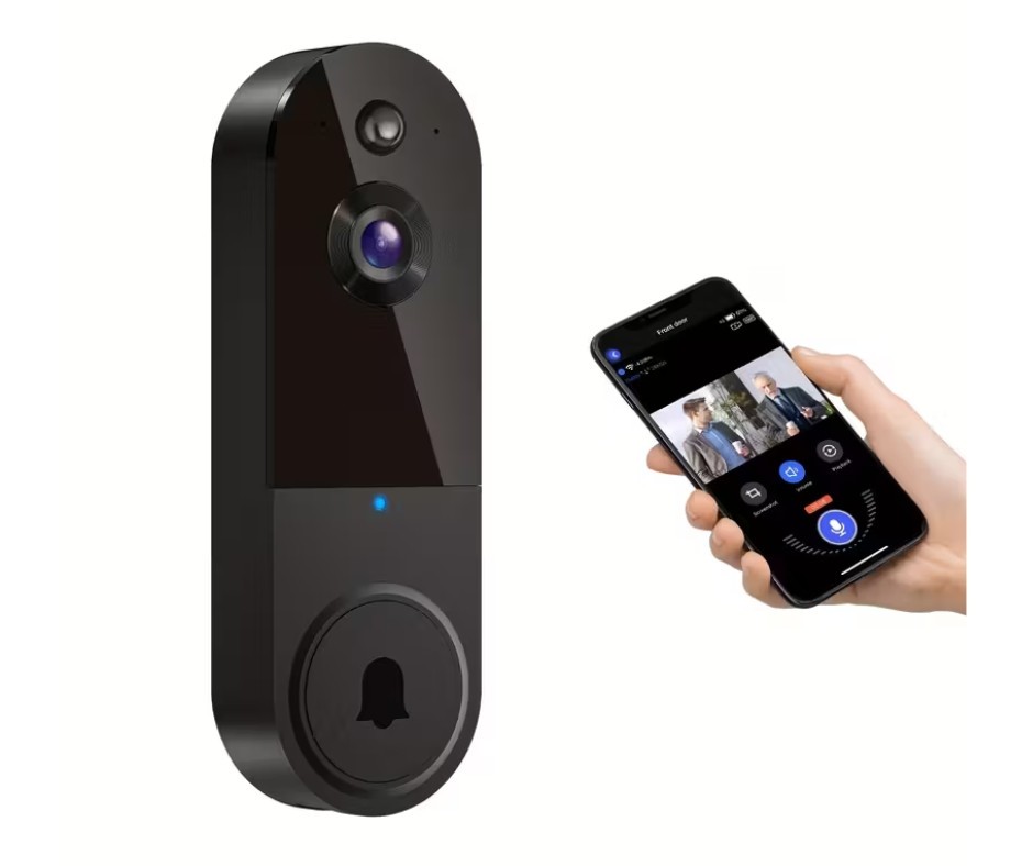 Smart Video Door Bell with PTZ Panoramic View, Battery Powered Wireless Camera,