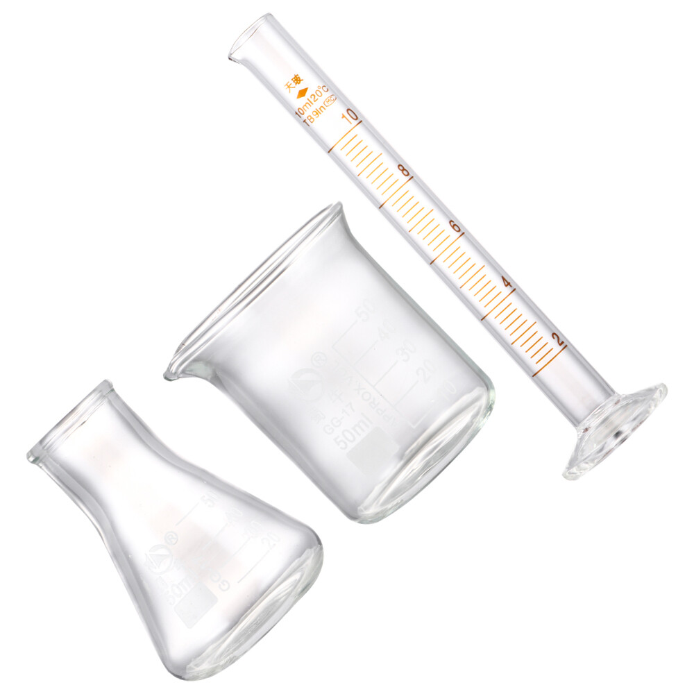 3PCS Beaker and Flask Set Laboratory Glassware Set Laboratory Measuring Device