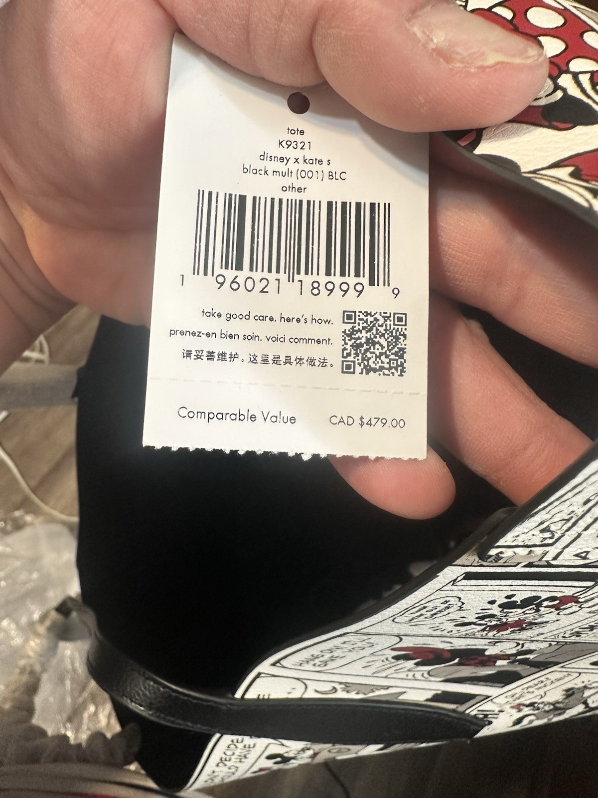 kate spade new york Disney Minnie Mouse Mickey Mouse Large Tote Black Multicolor