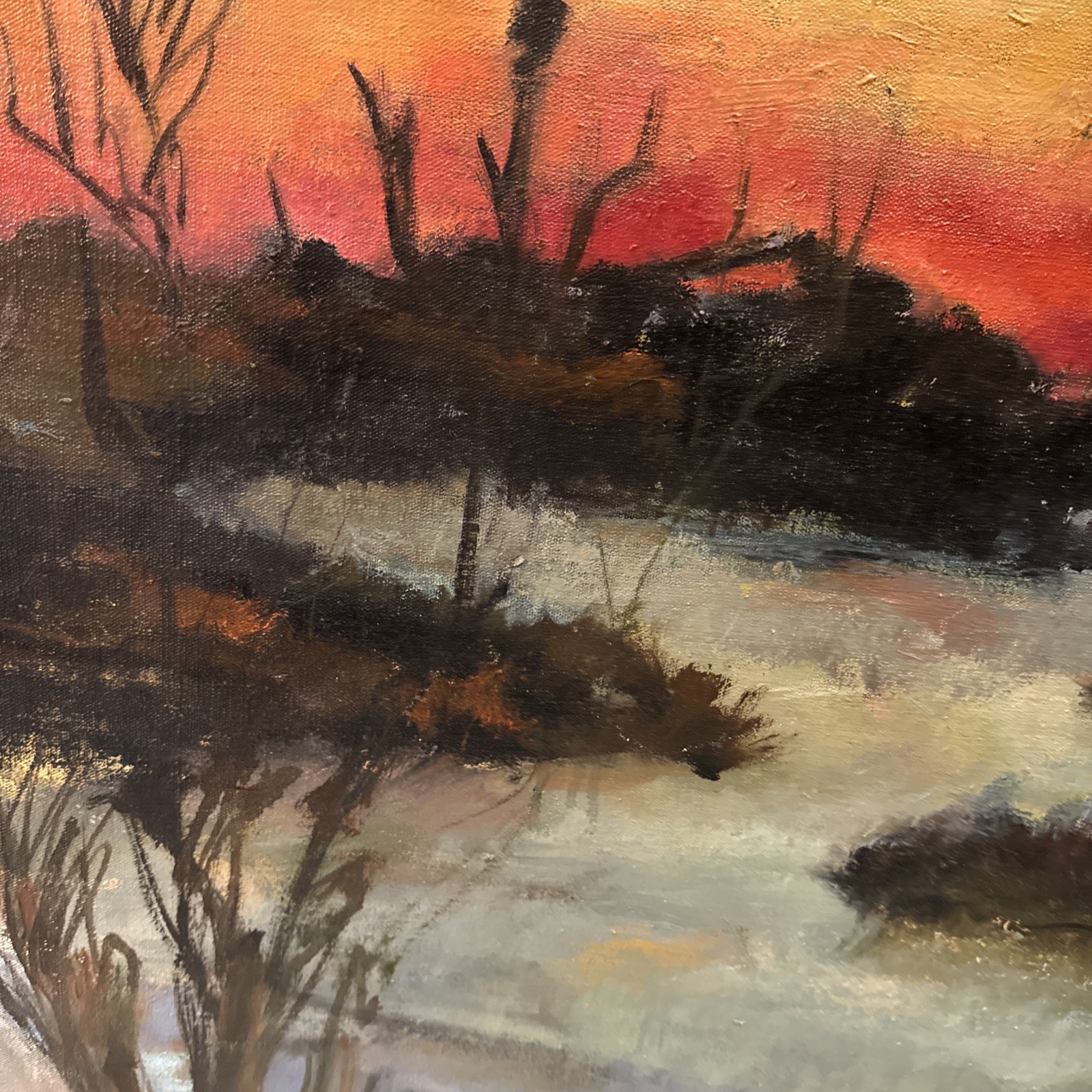 Vintage Florida Landscape Original Oil Painting On Canvas Framed Signed Rosen