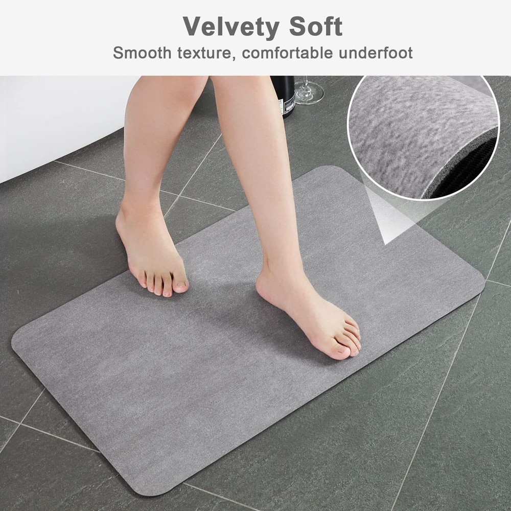 Stiio Bath Mat for Bathroom, Flat Rug 1'3" x 1'11" (Rectangular), Grey