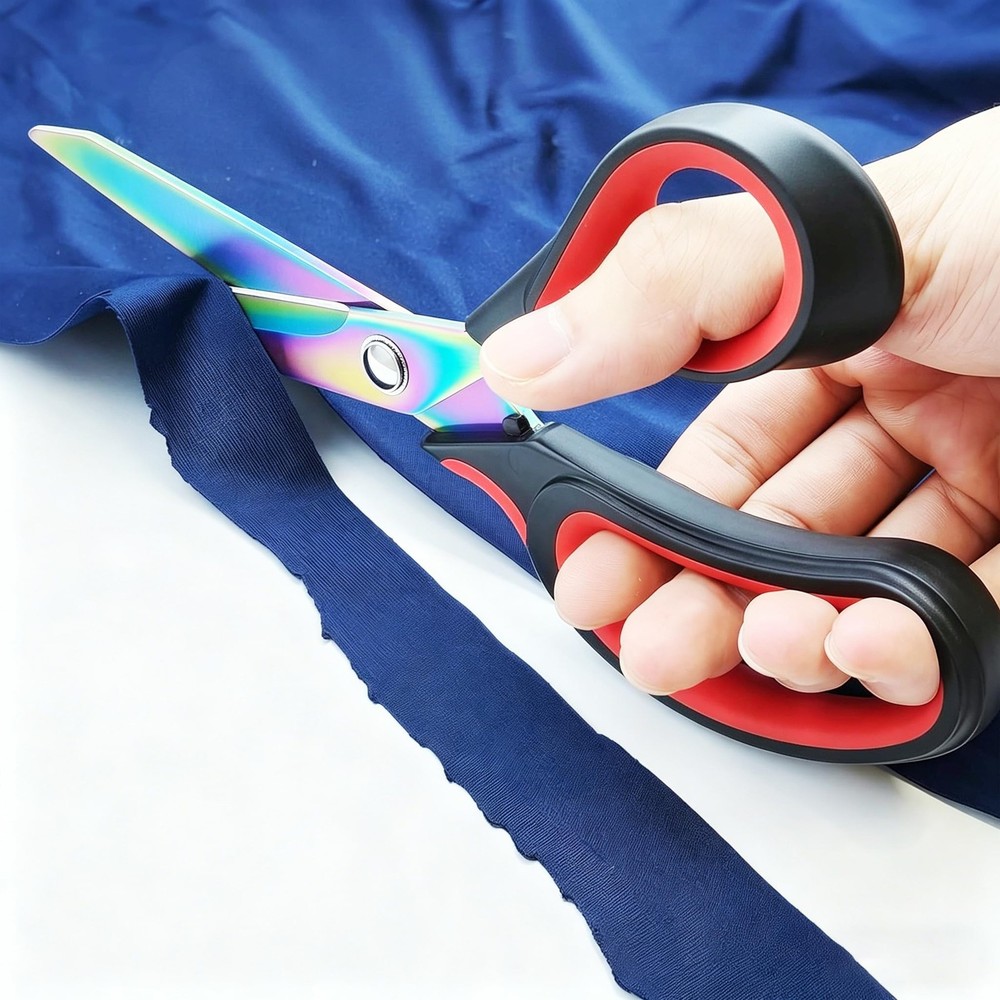 Scissors Multi-Purpose, 9.5" Sharp Sewing Scissors, Professional Heavy Red