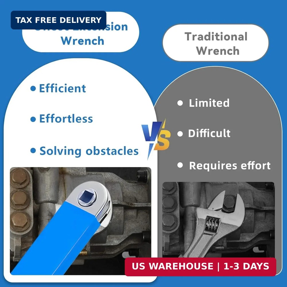 15 Inch Offset Extension Wrench, Impact Ready Socket Wrench Extender Tool Set wi