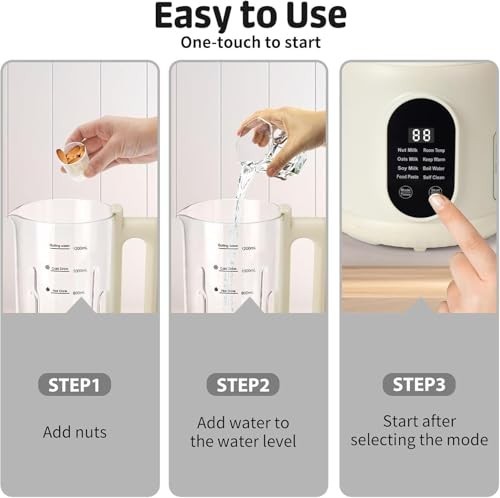 40 Oz Nut Milk Maker - 8-in-1 Automatic Plant-Based Milk Machine, Timer, Auto-Cl
