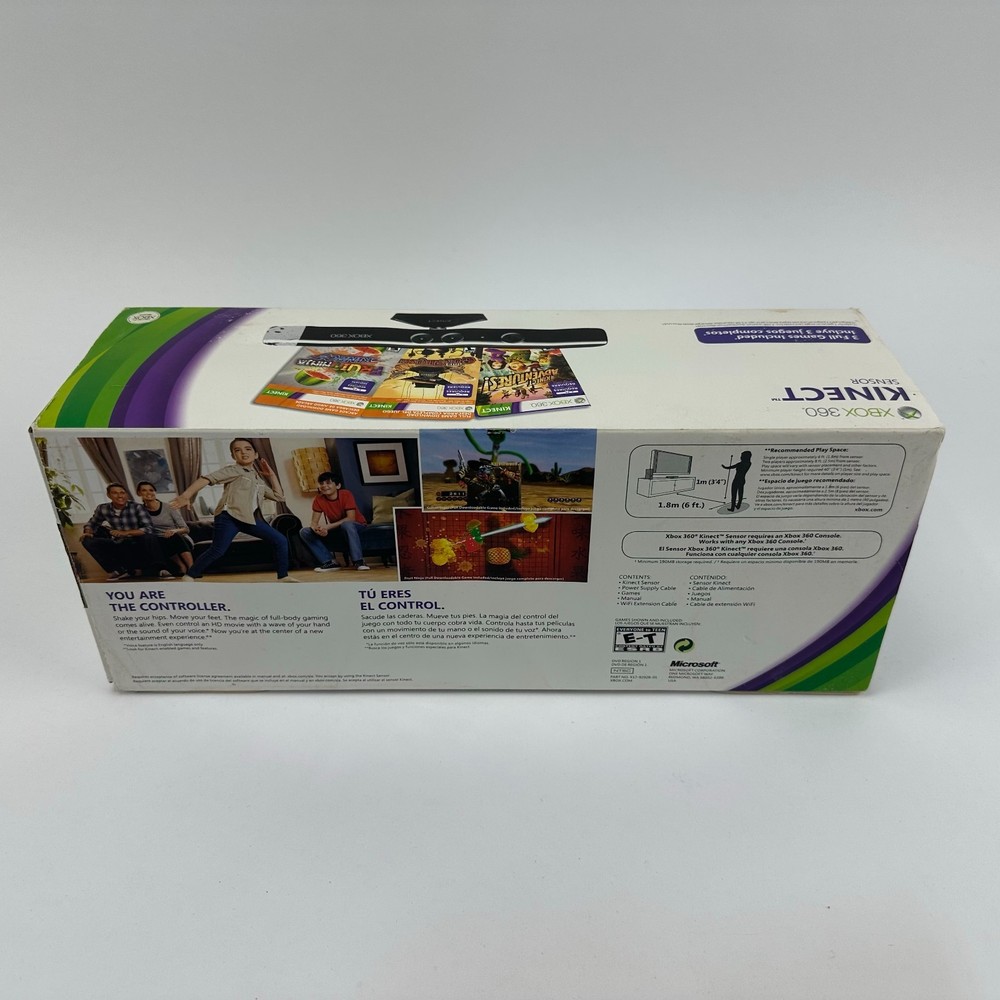 Brand New Sealed Xbox 360 Kinect Sensor w/ Gunstringer & Fruit Ninja Bundle