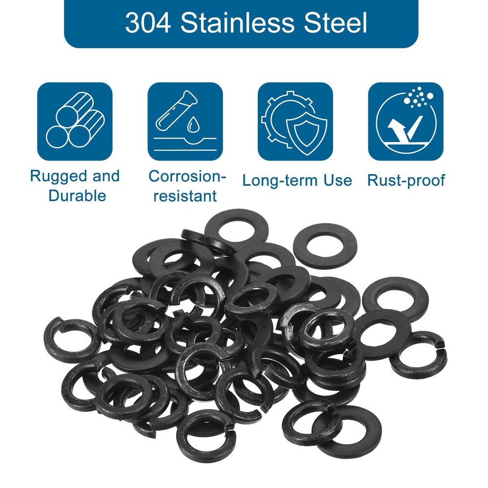 100Pcs M8 Split Lock Washer and Flat Washer Kit