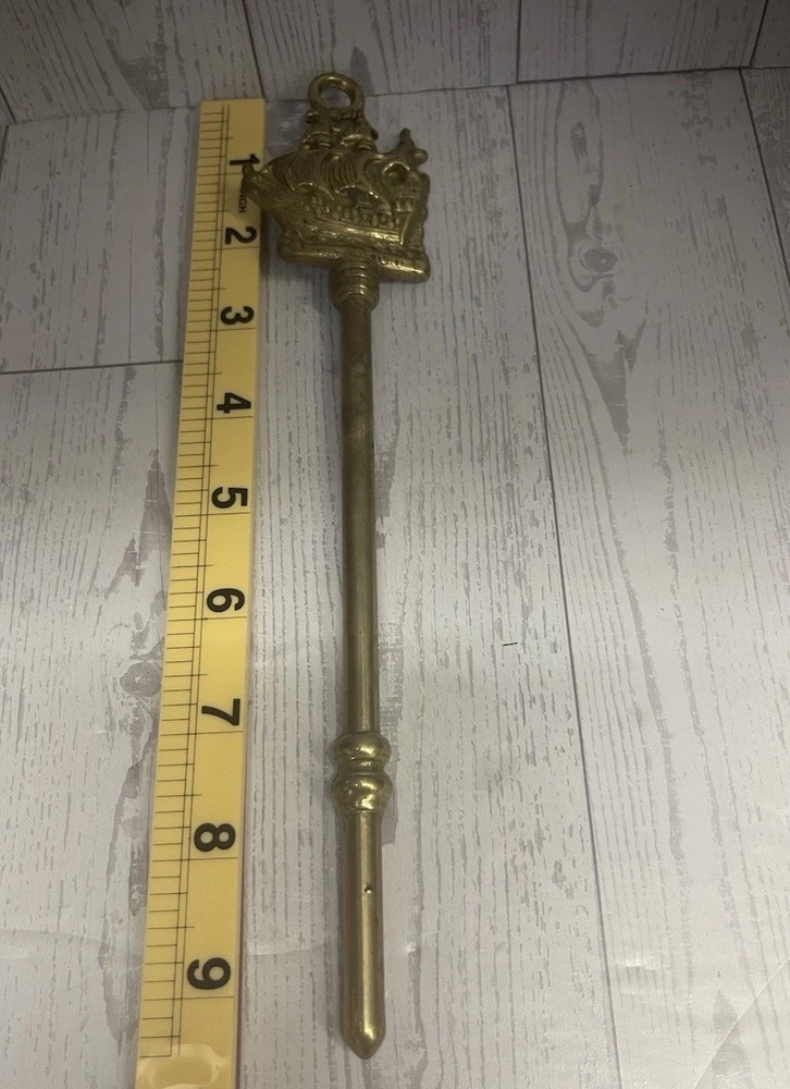 VTG Nautical Solid Brass Fireplace Tools Complete Set 5 Piece HMS Victory