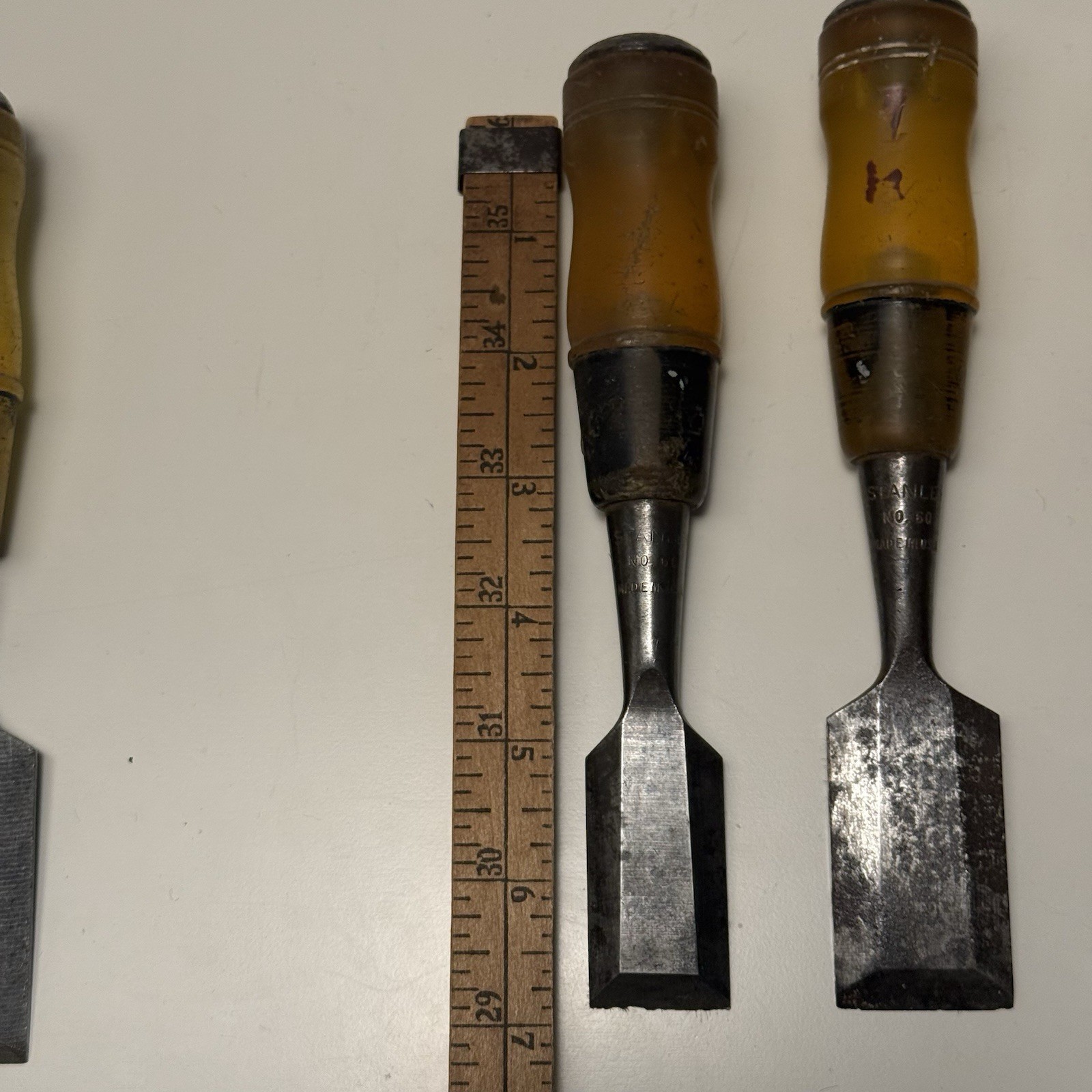 Vintage Stanley Sears Craftsman Wood Chisel Lot USA Bench Chisels 5pc