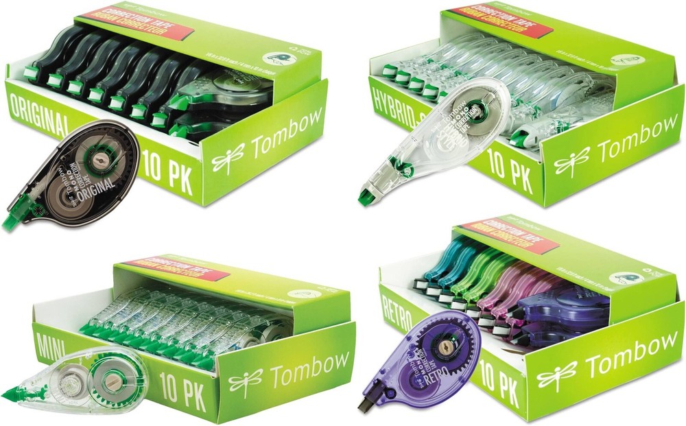 Tombow Mono Single-Line White Correction Tape,  Non-Refillable, Value 10-Pack