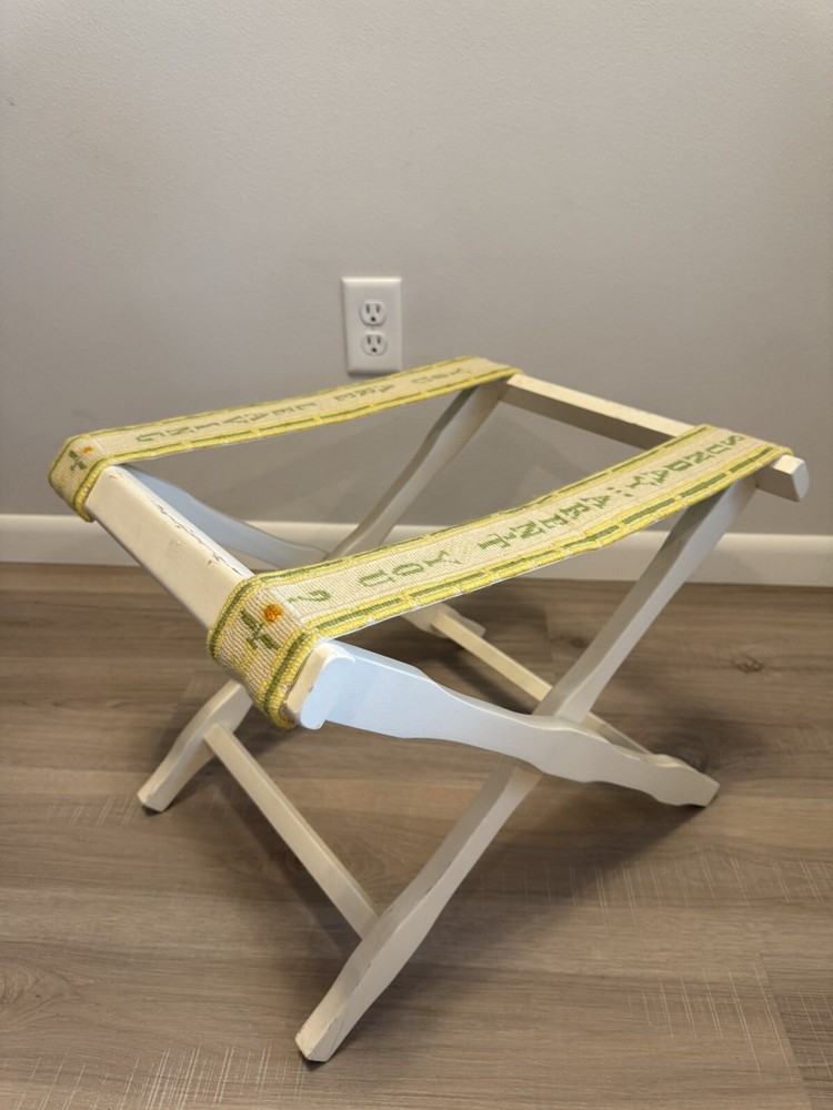 Vintage Luggage Rack With Stitched Straps