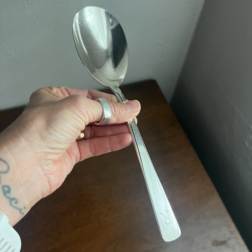 Vintage Wm A Rogers Serving Spoon Monogramed R