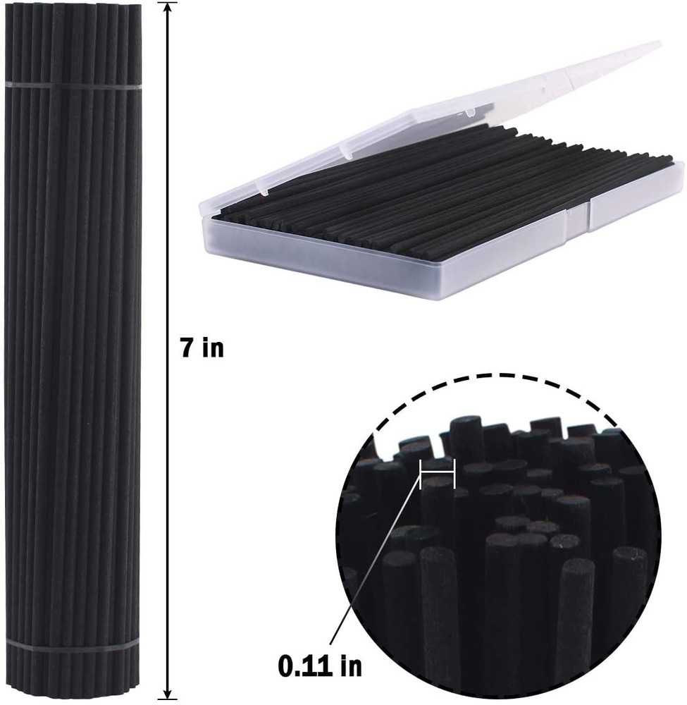 100PCS Reed Diffuser,7 Inch Aromatherapy Diffuser Black Fiber Sticks-Black Re...
