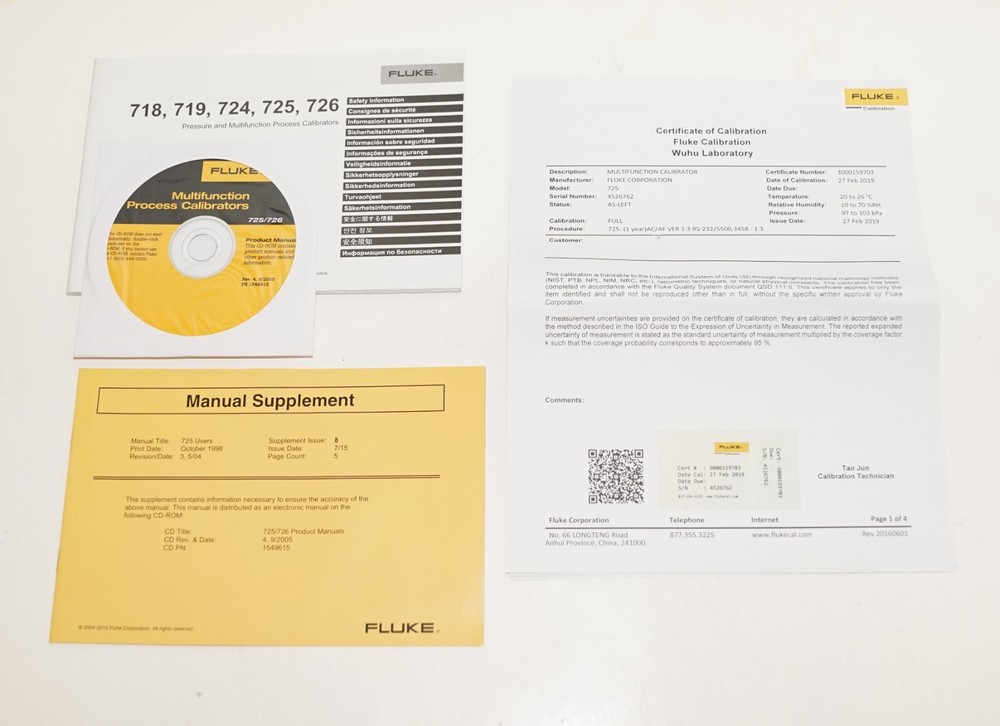 FLUKE 725 MULTIFUNCTION PROCESS LOOP MA VOLT MV CALIBRATOR NEW 19