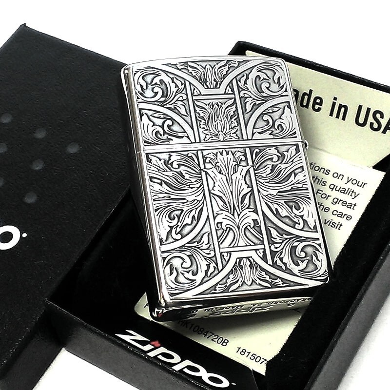 Zippo Cerberus Crest Silver Ibushi Etching Double Sided Processing Lighter Japan