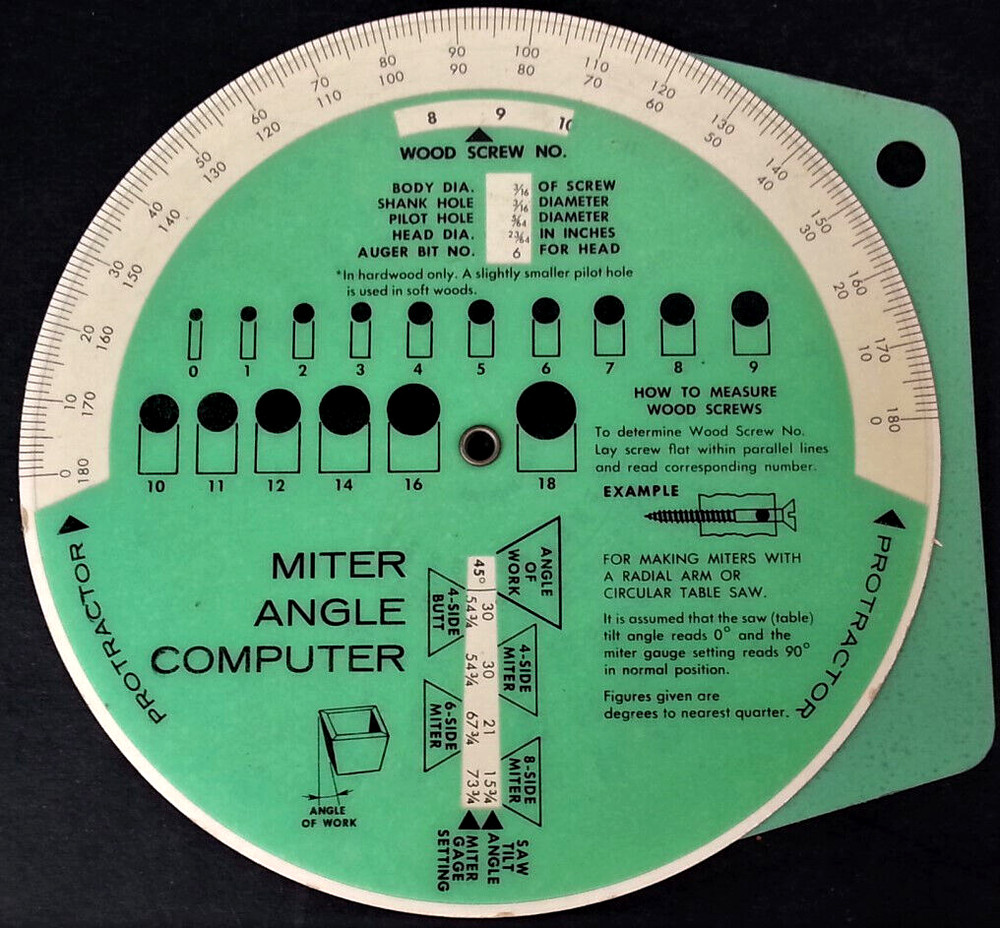 Home Workshop Slide Rule Multi-Purpose Circular Self-Calculating Tool Nail Screw