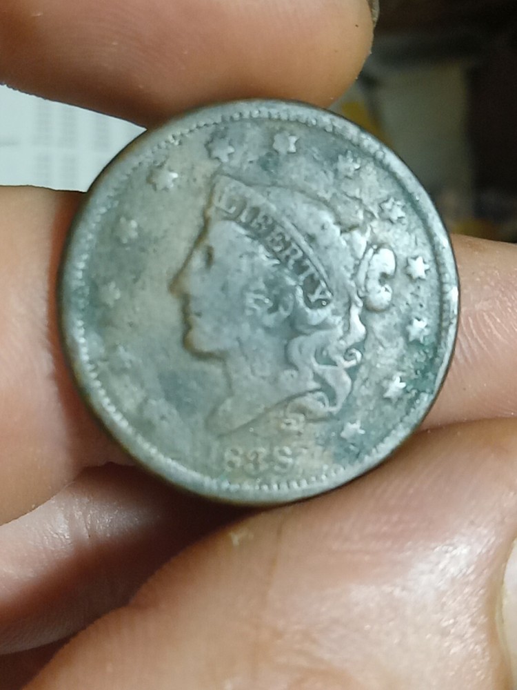 1838 Large Cent. Nice Details (Corrosion). NICE!