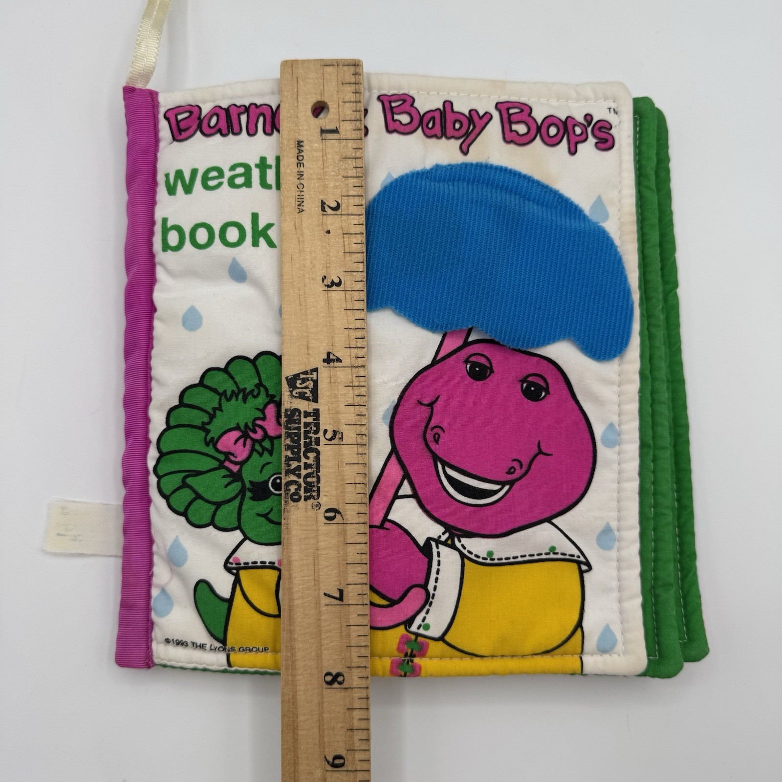 Rare Vintage 1993 Barney & Baby Bop Weather Book Soft Plush Washable