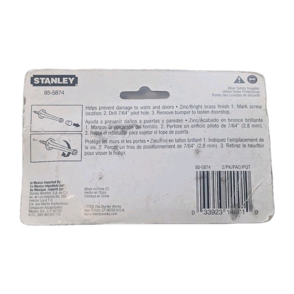 Stanley Solid Doorstops 2-Pack Bright Brass