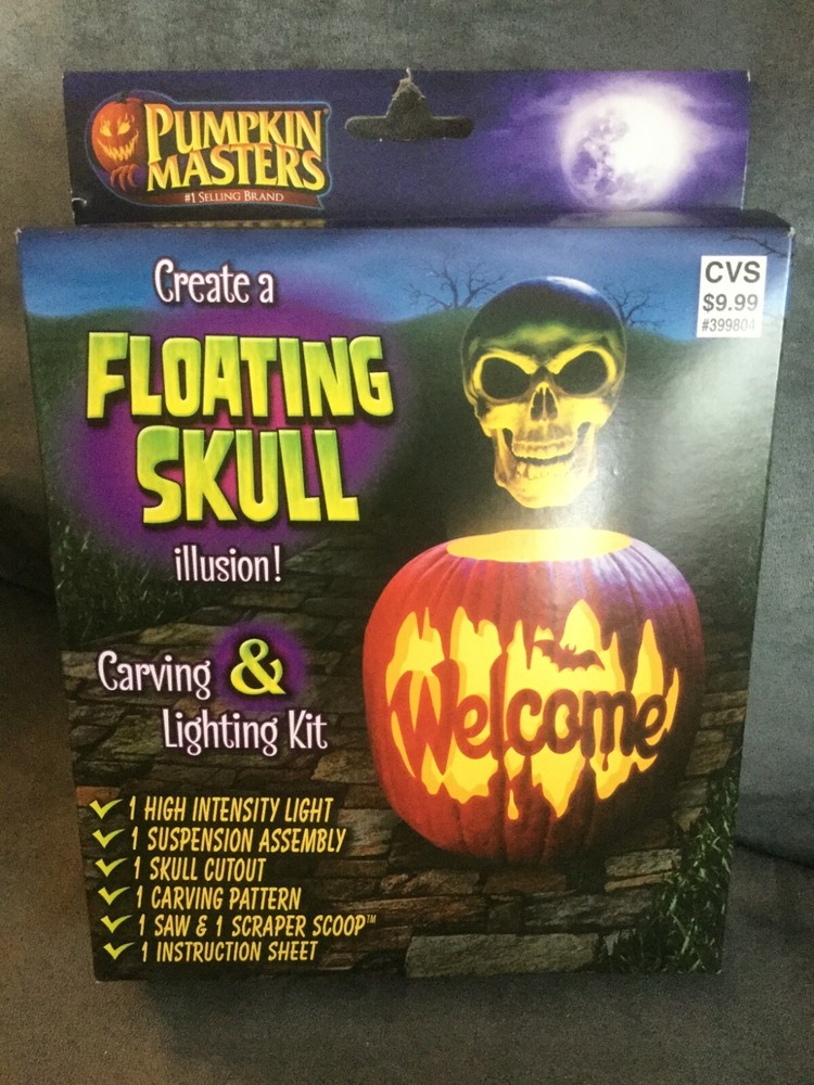 PUMPKIN MASTERS CREATE A FLOATING SKULL ILLUSION CARVING & LIGHTING KIT - NEW