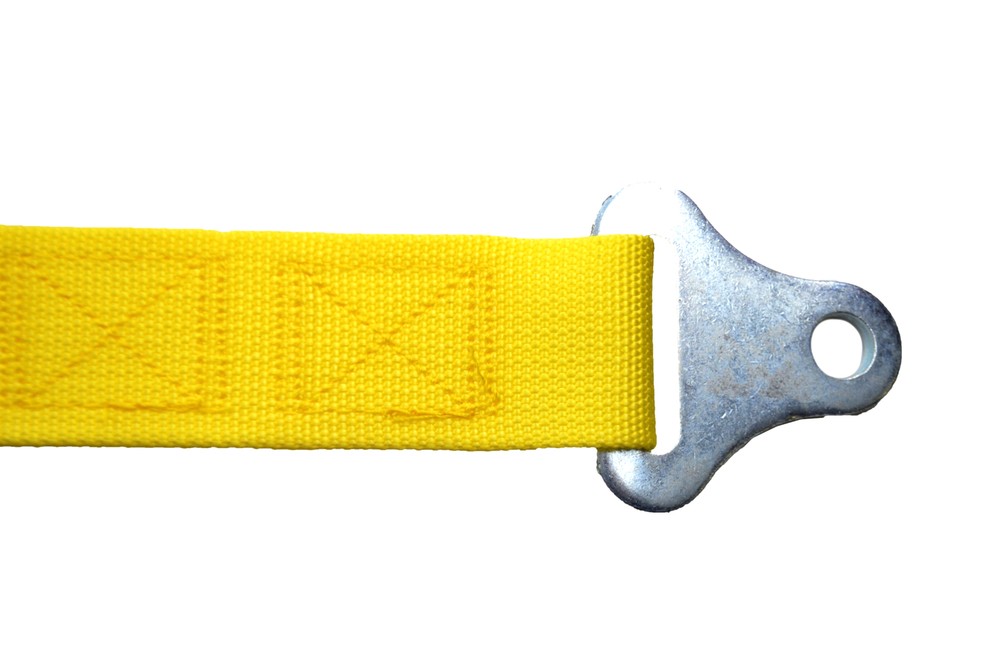 3 POINT SEAT BELT RACE HARNESS 2" LATCH & LINK PULL DOWN LAPS FLOOR MOUNT YELLOW