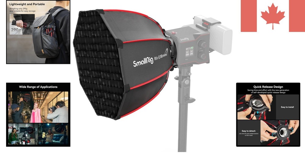 Lightweight Mini Parabolic Softbox for RC 60B COB Light - Enhanced Light Control