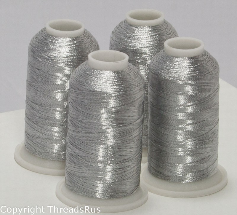 NEW SILVER METALLIC MACHINE EMBROIDERY THREADS KIT