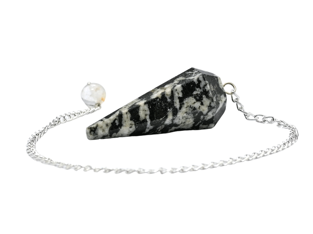 Black & White Tourmaline Dowsing Crystal Pendulum