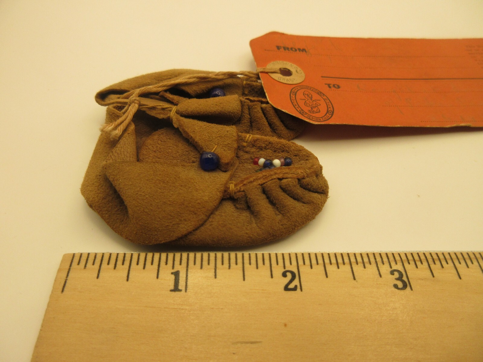 Antique Native American Indian Ojibwe Leather Beaded Moccasins Adult Baby