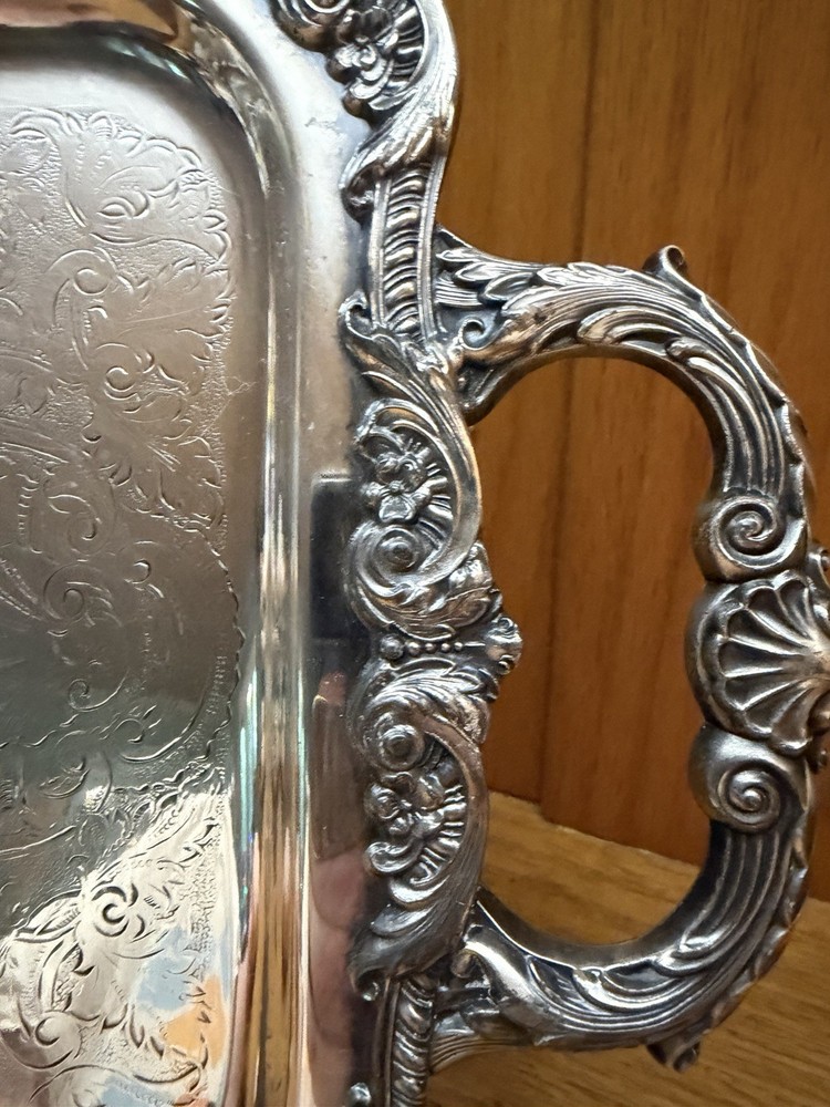 Poole Silverplate On Copper Old English Serving Footed Rectangular Tray 5031.