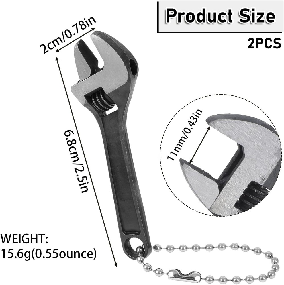 2 Pcs 2.5'' Tiny Adjustable Wrench, Mini Adjustable Wrench Small Crescent Wre