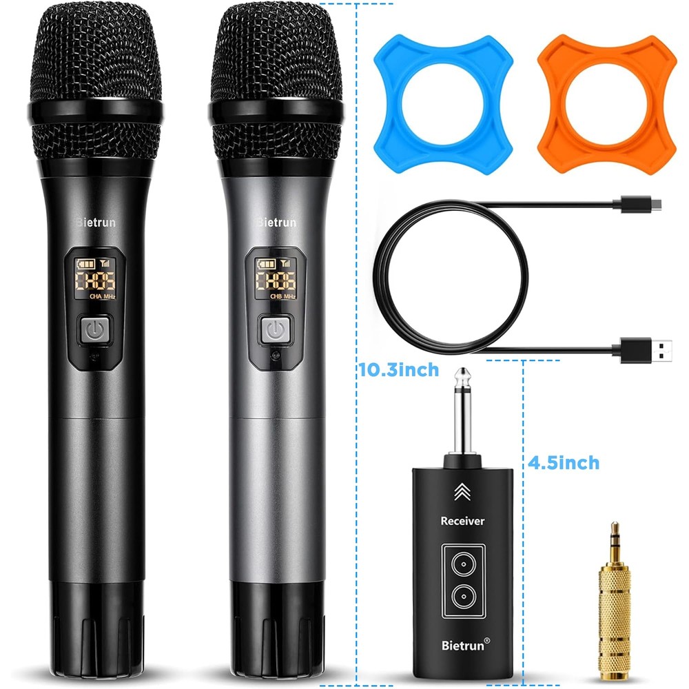 Wireless Microphone with Bluetooth Professional UHF Dual Handheld Dynamic Met...