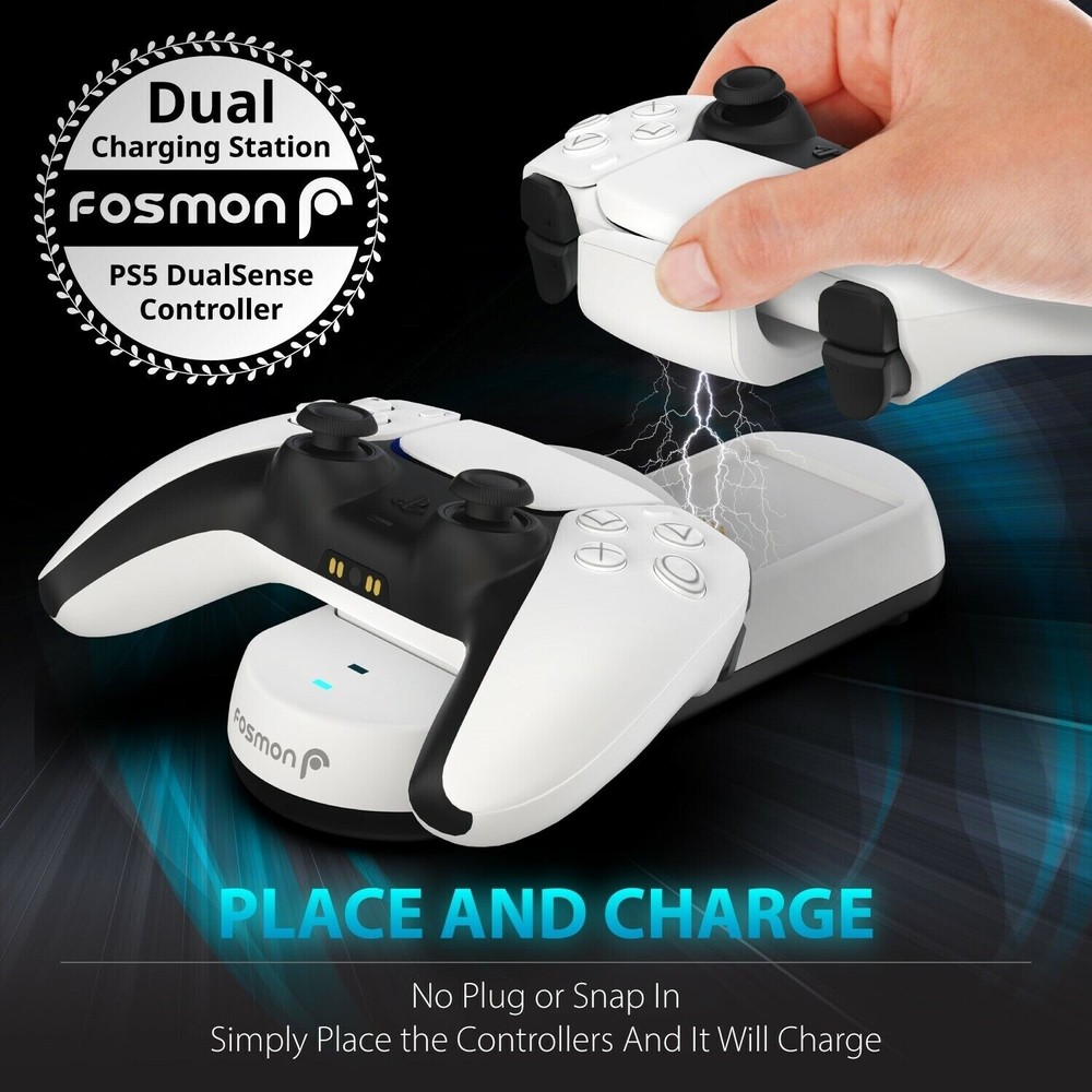 PS5 DualSense Controller Fast Wireless Charging Station Dock USB C Cable Charger