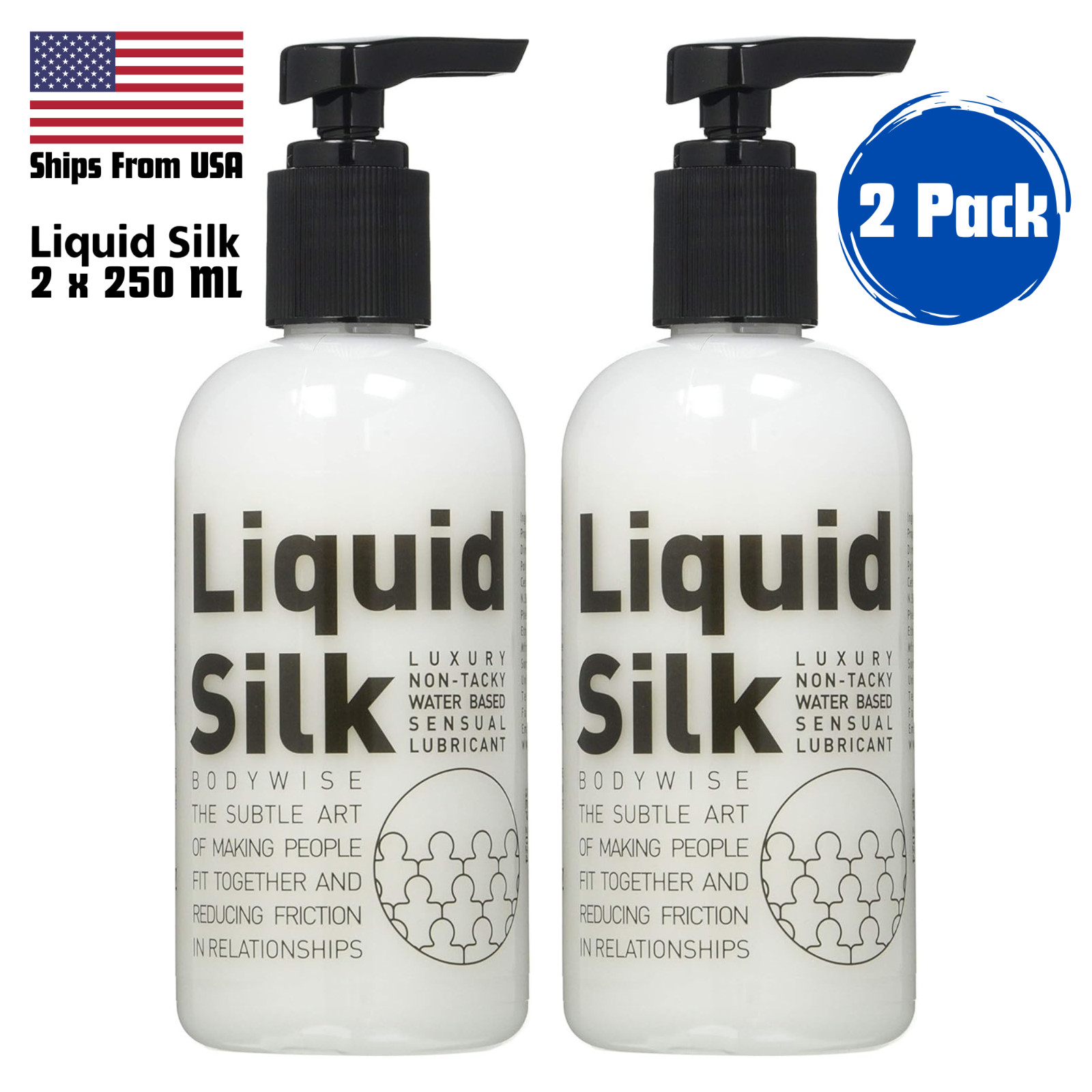 USA Seller FREE SHIPPING Liquid Silk 2x 250 ml Personal Lubricant Sex Lube