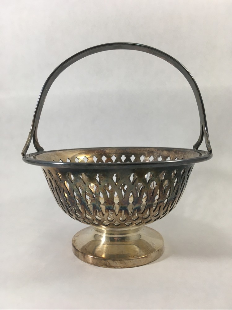 Silverplate Reticulated Basket Display Bowl 5.5" Candy Dish Trinket Dish GM CO E