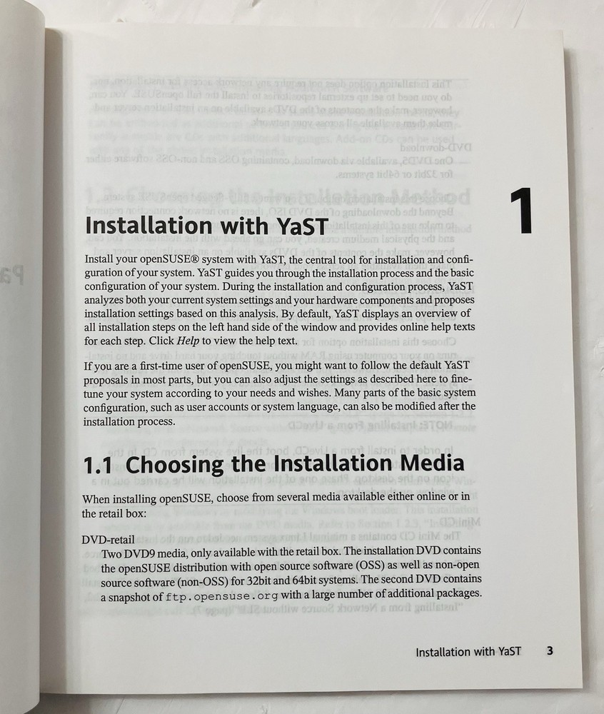 openSUSE 11.0 Start-Up Guide Softcover Linux Novell (2008) Reference Manual, VG+