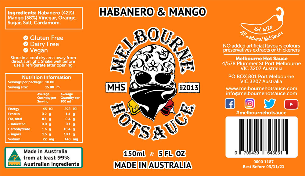 Melbourne Hot Sauce Classic 6 pack