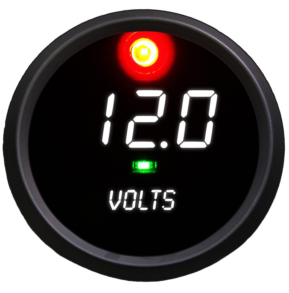 2 5/8" Volt Meter programmable alarm & output Memory Recall WHITE w/ BLACK BEZEL