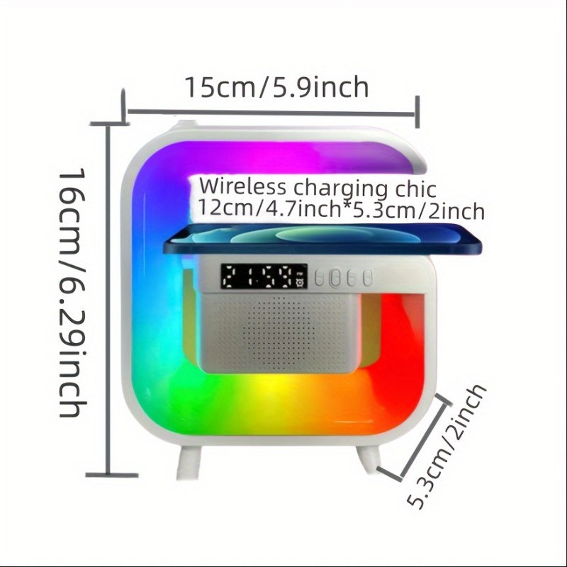 Desktop Alarm Clock with Multifunctional Wireless Speaker - Button Control