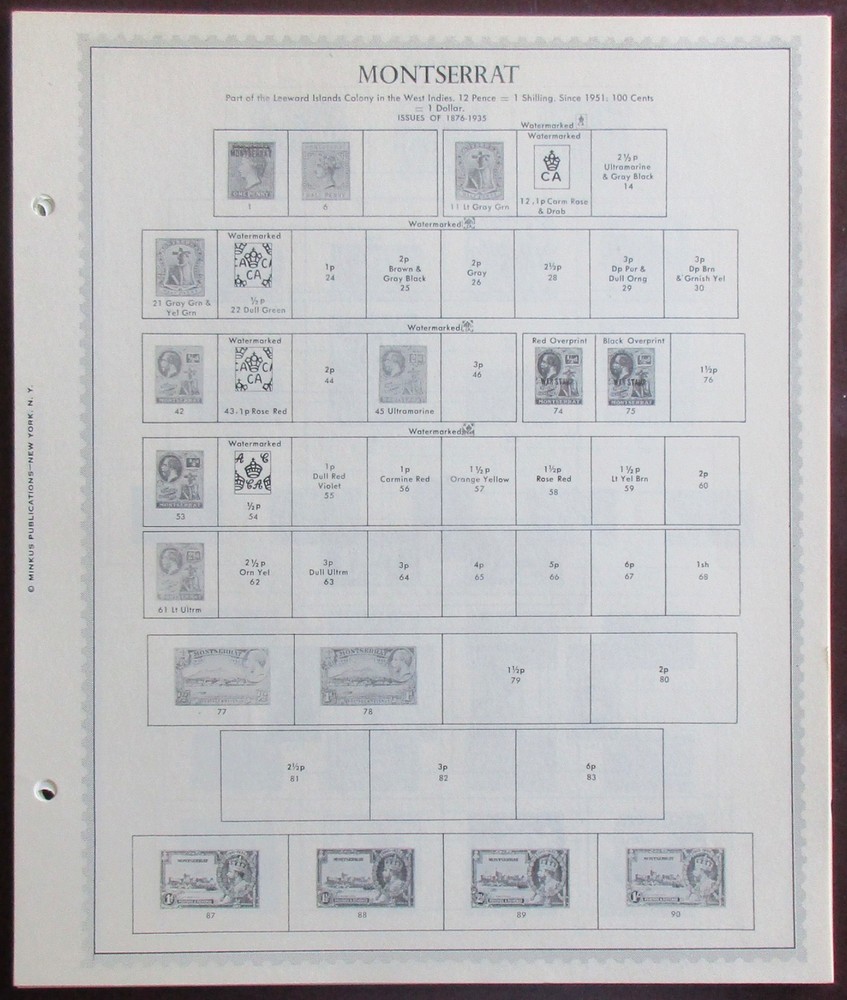 Montserrat: Clean Set of Unused Minkus Supreme Global Pages to 1982