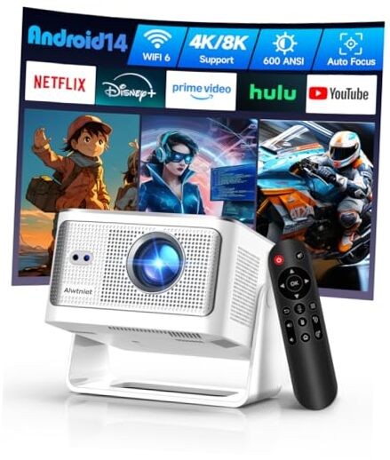Mini Projector with Wifi6 and Bluetooth5.4, Smart Portable Projector 4K Silver