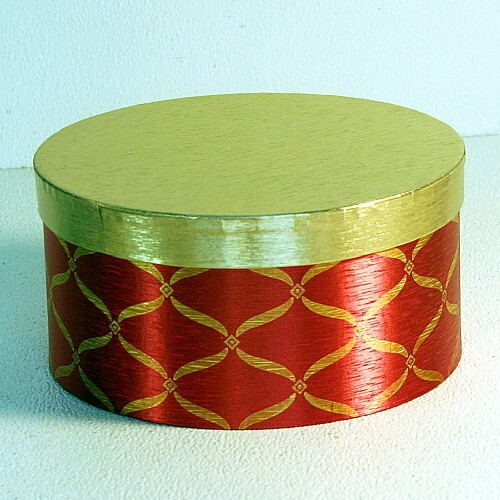 Gift Boxes 10 inch Round Red & Gold