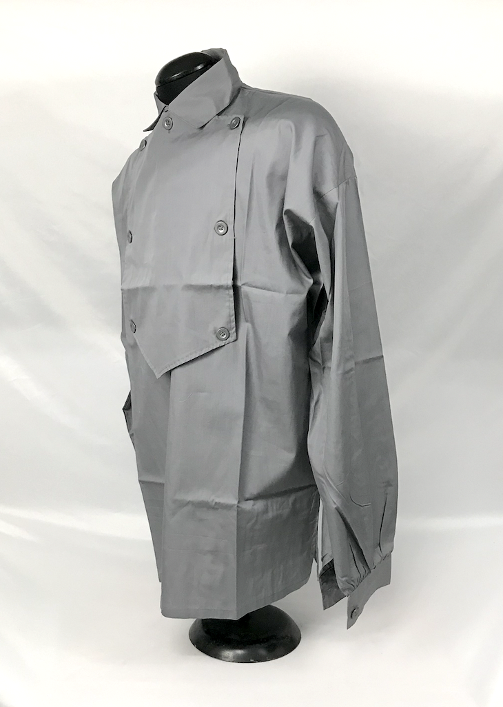 Gray Bib Front Firemans Shirt - Metal Buttons - Reenactment - Size XXXL (3XL)