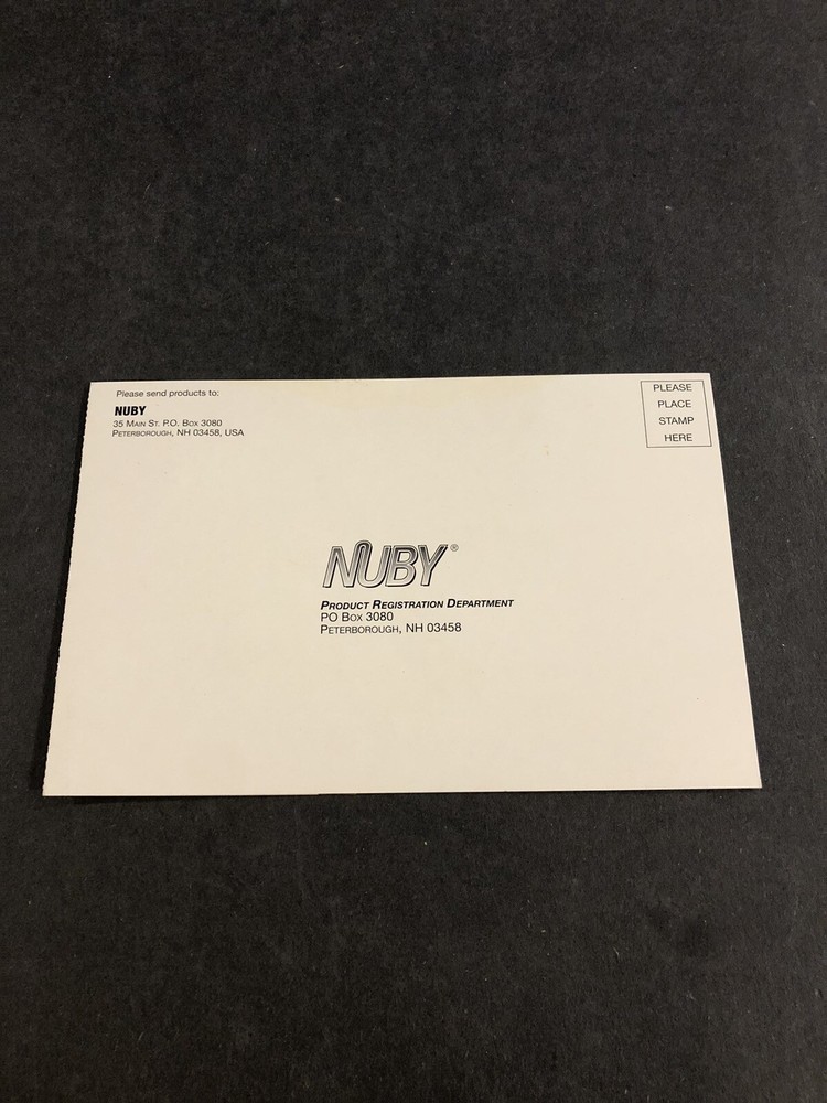 nuby playstation Registration Card Insert