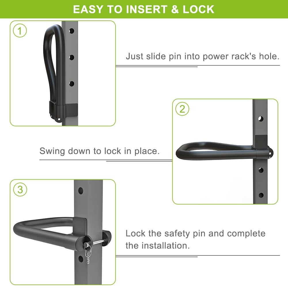 Solid Dip Bar Attachment for 2" x 2" with 1" Hole Power Cage Squat Rack, Set ...