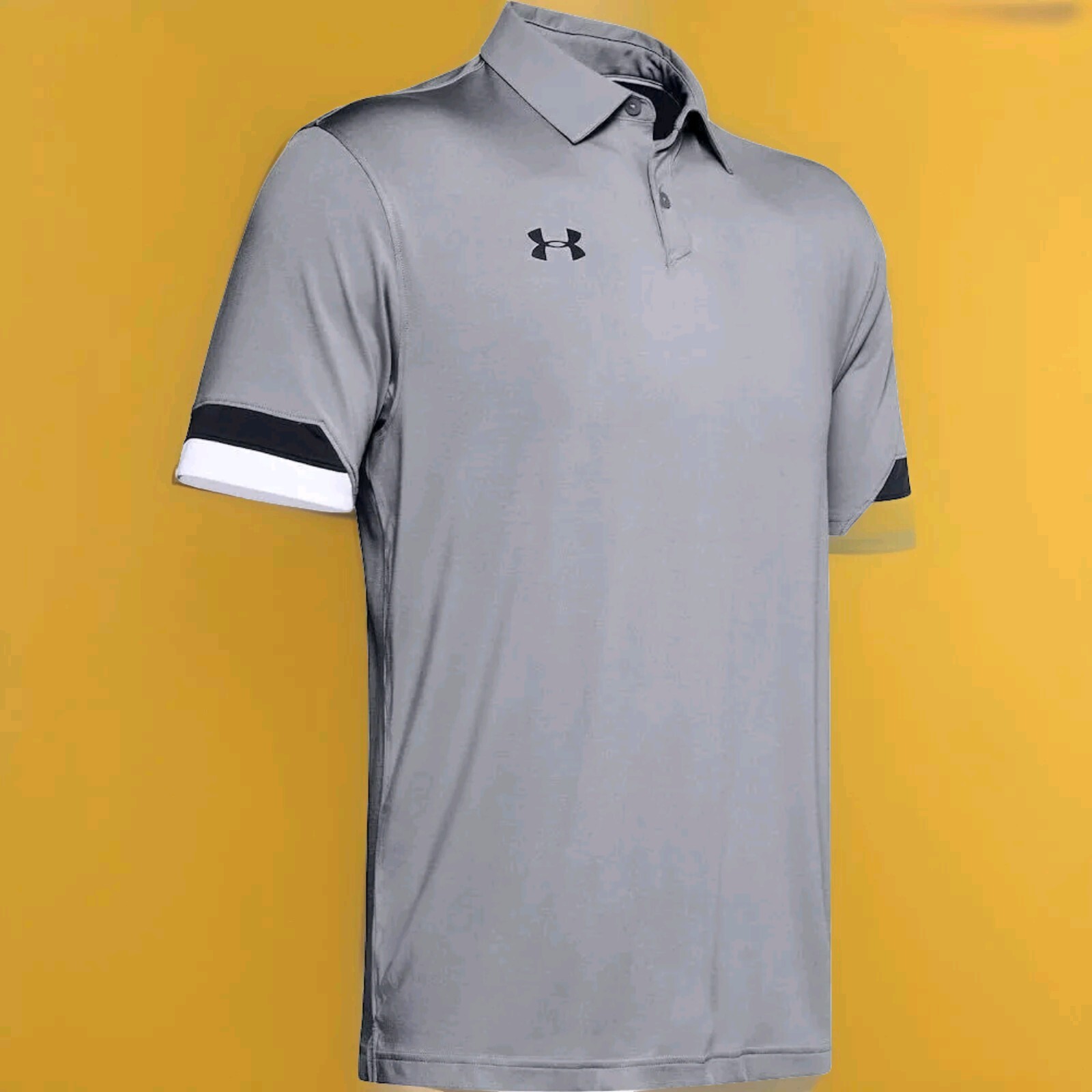 New Under Armour Gray Golf Polo Medium Heat Gear Men's Trophy UPF 30