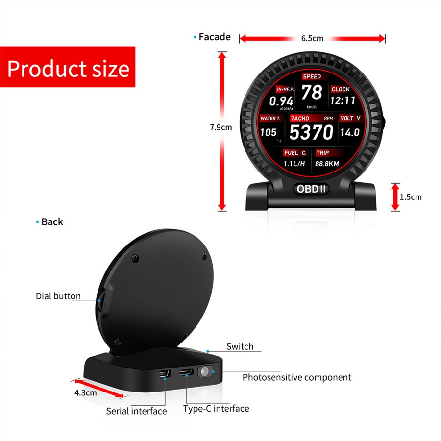 OBD2 Multi Function Display HUD Car Digital Voltage Speed Fuel Consumption Gauge