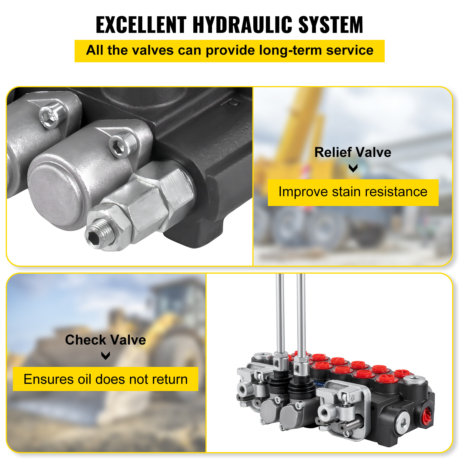 6 Spool 11 GPM Hydraulic Backhoe Directional Control Valve W/Joysticks G1/2 Port