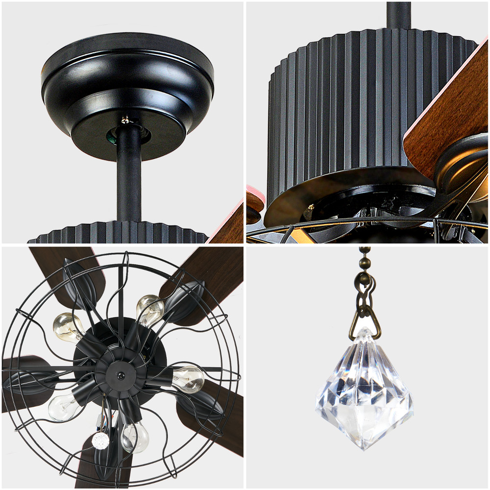 52Inch Industrial Ceiling Fan with Light Kit Dimmable
